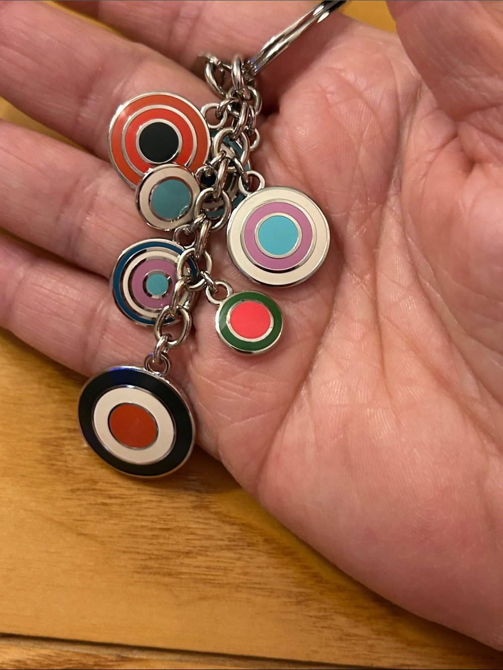 Coach Multicolor Enamel Target Circle Charm Keyring - Picture 3 of 4